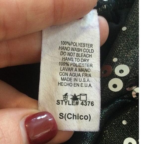 Vintage Babydoll Dress Size Small Black Sequin Whimsigoth Y2K 90s Chiffon Prom - Picture 3 of 9